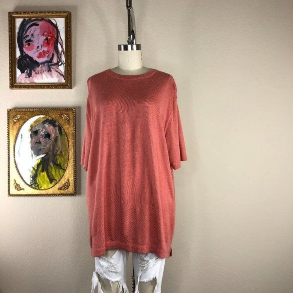Kinross Cashmere Short Sleeve Knit Sweater Tee